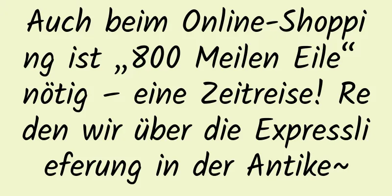 Auch beim Online-Shopping ist „800 Meilen Eile“ nötig – eine Zeitreise! Reden wir über die Expresslieferung in der Antike~