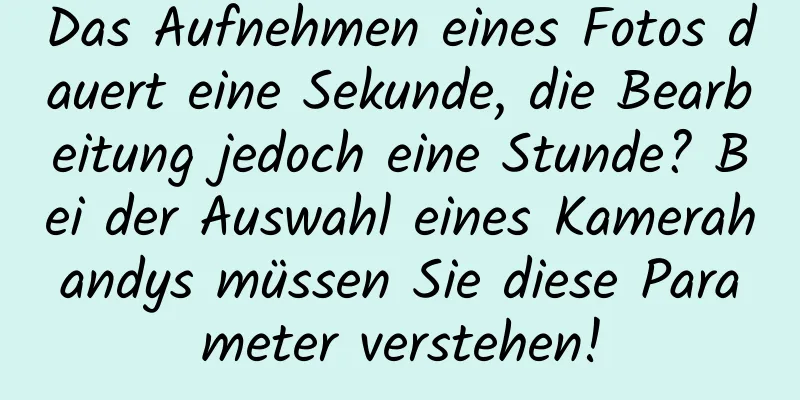Das Aufnehmen eines Fotos dauert eine Sekunde, die Bearbeitung jedoch eine Stunde? Bei der Auswahl eines Kamerahandys müssen Sie diese Parameter verstehen!