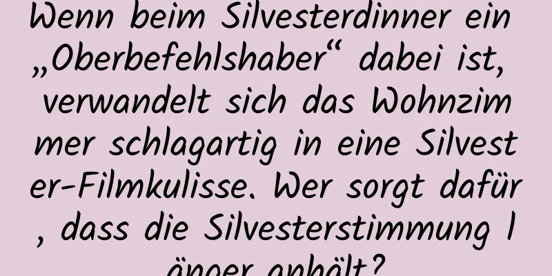 Wenn beim Silvesterdinner ein „Oberbefehlshaber“ dabei ist, verwandelt sich das Wohnzimmer schlagartig in eine Silvester-Filmkulisse. Wer sorgt dafür, dass die Silvesterstimmung länger anhält?