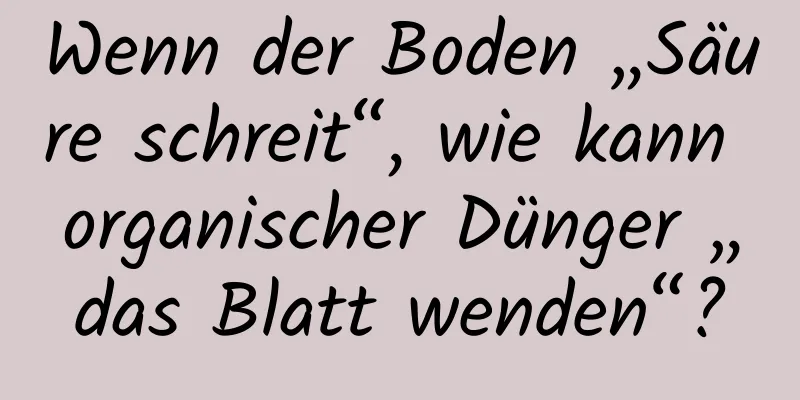 Wenn der Boden „Säure schreit“, wie kann organischer Dünger „das Blatt wenden“?