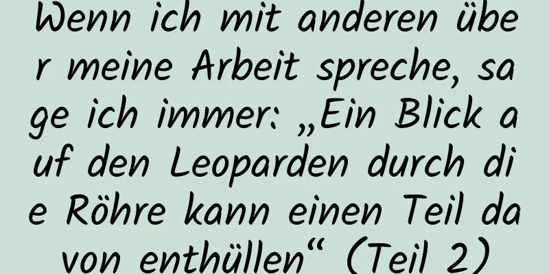 Wenn ich mit anderen über meine Arbeit spreche, sage ich immer: „Ein Blick auf den Leoparden durch die Röhre kann einen Teil davon enthüllen“ (Teil 2)