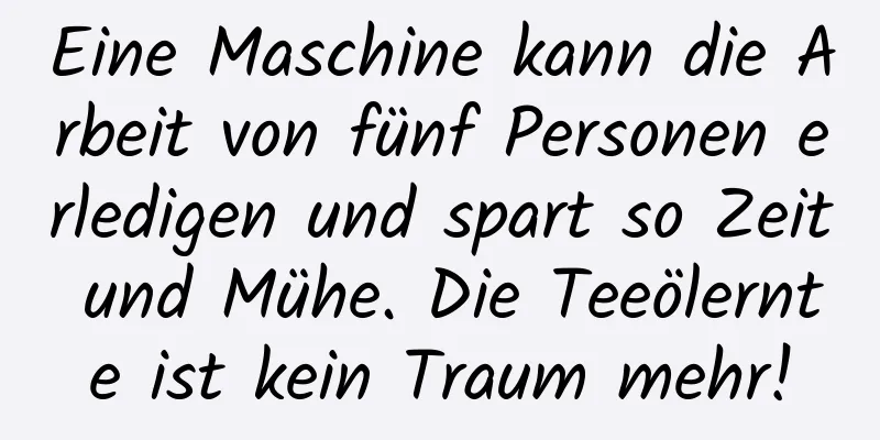 Eine Maschine kann die Arbeit von fünf Personen erledigen und spart so Zeit und Mühe. Die Teeölernte ist kein Traum mehr!