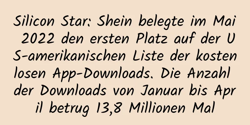 Silicon Star: Shein belegte im Mai 2022 den ersten Platz auf der US-amerikanischen Liste der kostenlosen App-Downloads. Die Anzahl der Downloads von Januar bis April betrug 13,8 Millionen Mal