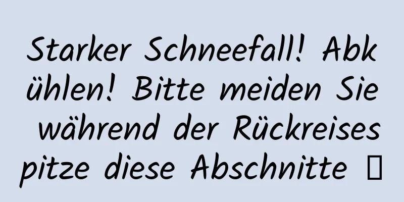 Starker Schneefall! Abkühlen! Bitte meiden Sie während der Rückreisespitze diese Abschnitte →