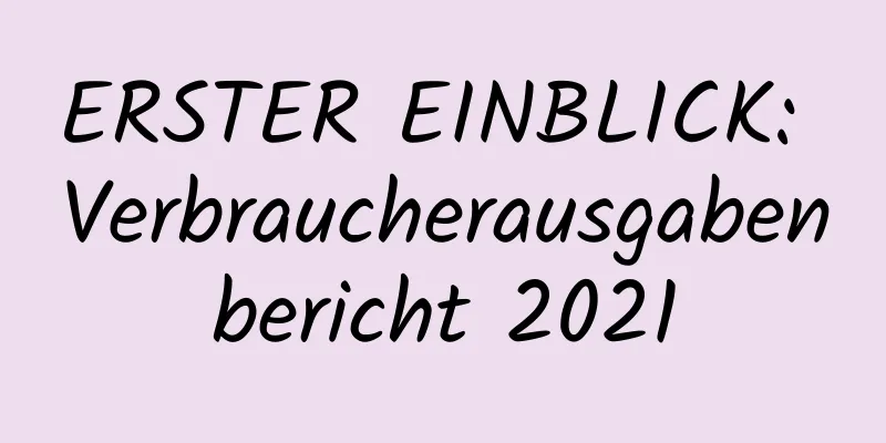 ERSTER EINBLICK: Verbraucherausgabenbericht 2021