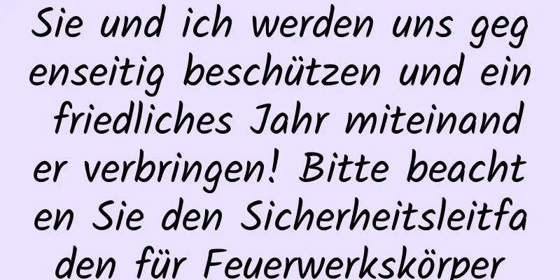 Sie und ich werden uns gegenseitig beschützen und ein friedliches Jahr miteinander verbringen! Bitte beachten Sie den Sicherheitsleitfaden für Feuerwerkskörper