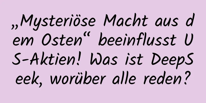 „Mysteriöse Macht aus dem Osten“ beeinflusst US-Aktien! Was ist DeepSeek, worüber alle reden?
