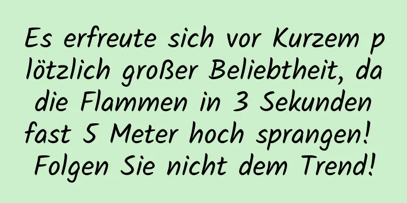 Es erfreute sich vor Kurzem plötzlich großer Beliebtheit, da die Flammen in 3 Sekunden fast 5 Meter hoch sprangen! Folgen Sie nicht dem Trend!