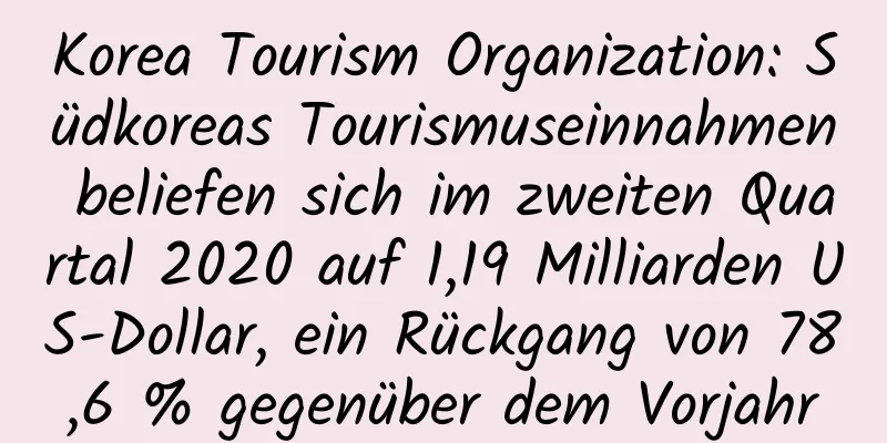 Korea Tourism Organization: Südkoreas Tourismuseinnahmen beliefen sich im zweiten Quartal 2020 auf 1,19 Milliarden US-Dollar, ein Rückgang von 78,6 % gegenüber dem Vorjahr