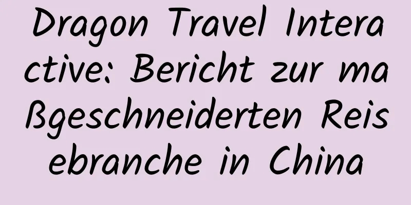 Dragon Travel Interactive: Bericht zur maßgeschneiderten Reisebranche in China