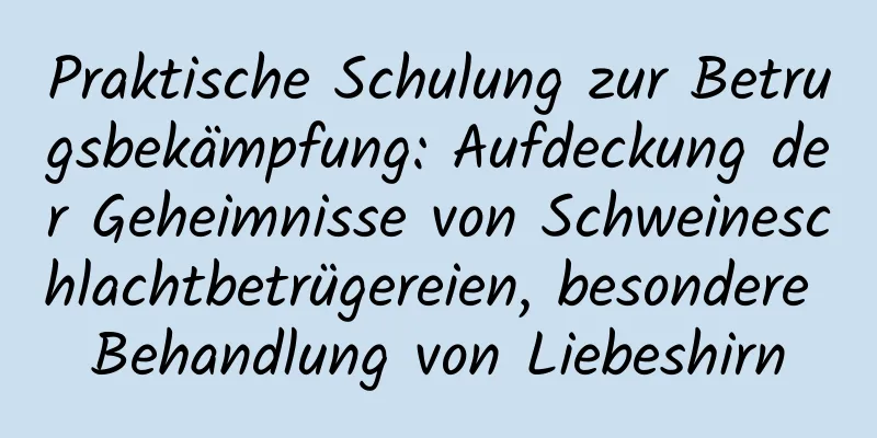 Praktische Schulung zur Betrugsbekämpfung: Aufdeckung der Geheimnisse von Schweineschlachtbetrügereien, besondere Behandlung von Liebeshirn