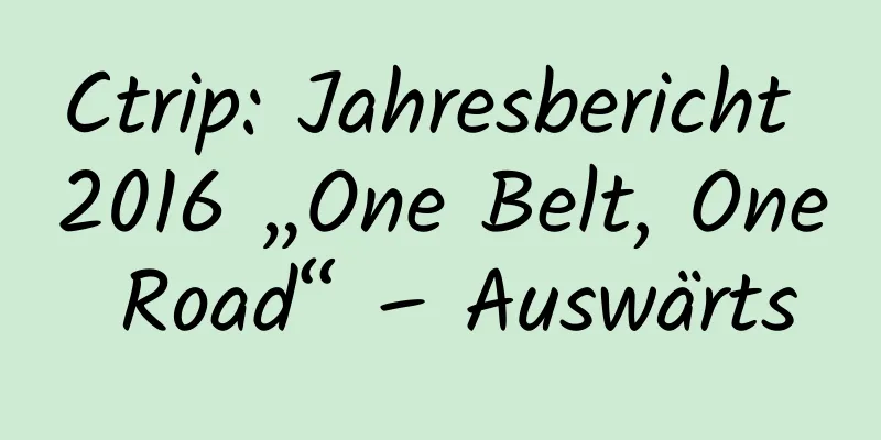 Ctrip: Jahresbericht 2016 „One Belt, One Road“ – Auswärts
