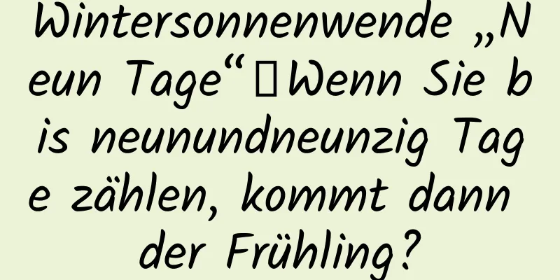 Wintersonnenwende „Neun Tage“｜Wenn Sie bis neunundneunzig Tage zählen, kommt dann der Frühling?
