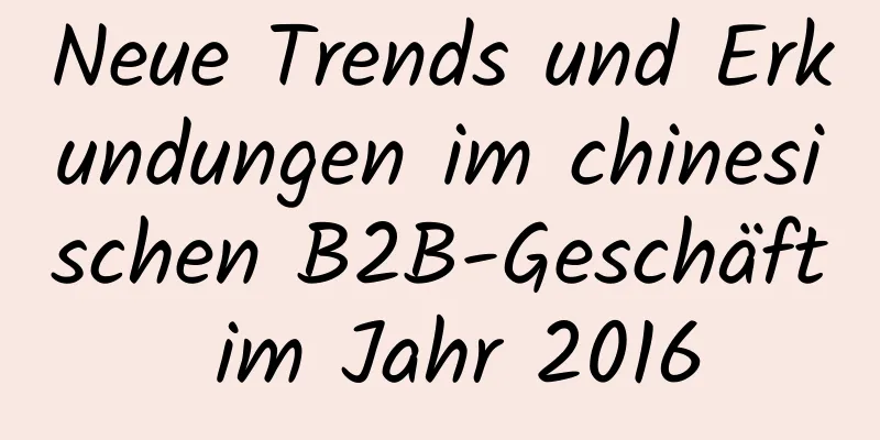 Neue Trends und Erkundungen im chinesischen B2B-Geschäft im Jahr 2016