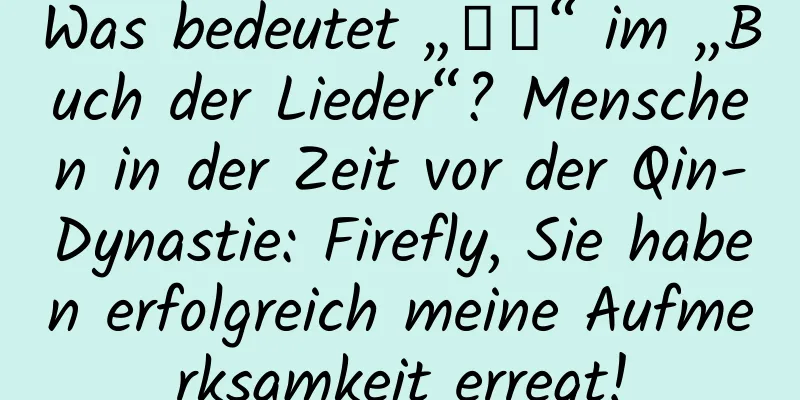 Was bedeutet „绮耀“ im „Buch der Lieder“? Menschen in der Zeit vor der Qin-Dynastie: Firefly, Sie haben erfolgreich meine Aufmerksamkeit erregt!