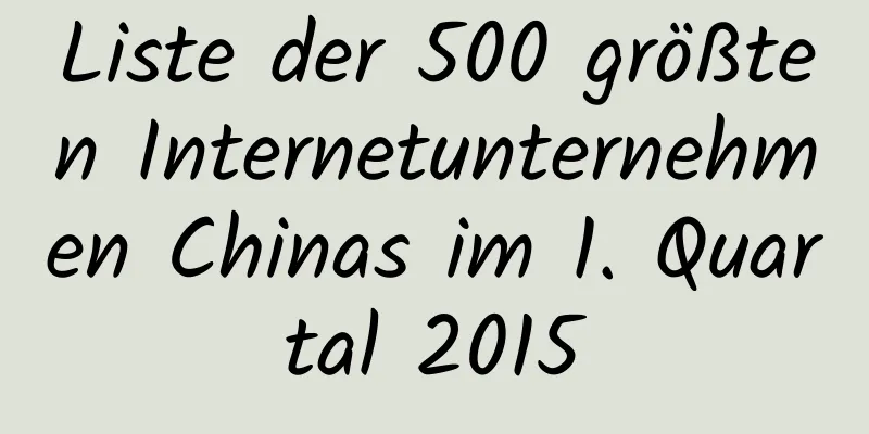 Liste der 500 größten Internetunternehmen Chinas im 1. Quartal 2015