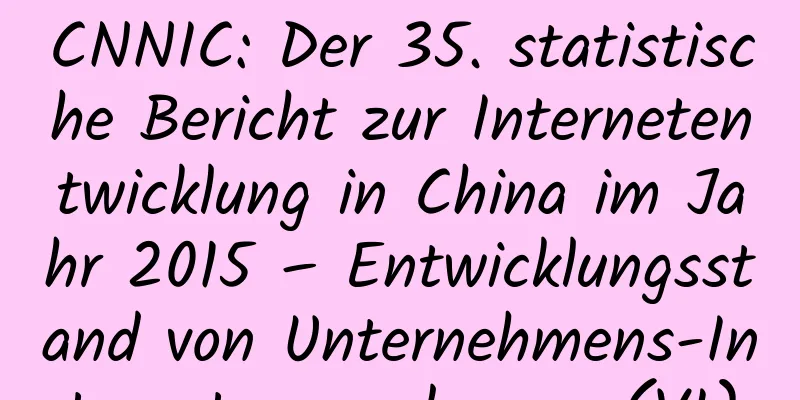 CNNIC: Der 35. statistische Bericht zur Internetentwicklung in China im Jahr 2015 – Entwicklungsstand von Unternehmens-Internetanwendungen (VI)