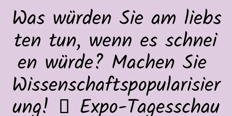 Was würden Sie am liebsten tun, wenn es schneien würde? Machen Sie Wissenschaftspopularisierung! ｜ Expo-Tagesschau