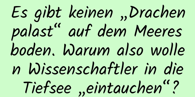Es gibt keinen „Drachenpalast“ auf dem Meeresboden. Warum also wollen Wissenschaftler in die Tiefsee „eintauchen“?