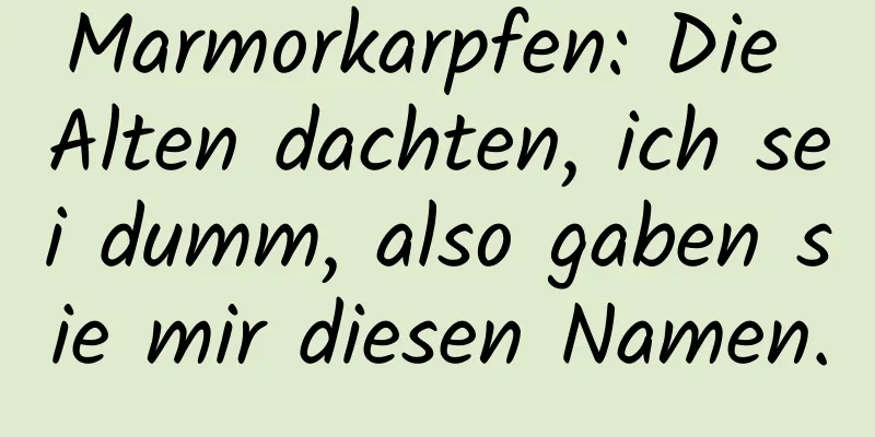 Marmorkarpfen: Die Alten dachten, ich sei dumm, also gaben sie mir diesen Namen.