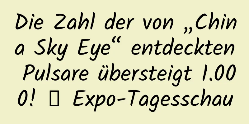 Die Zahl der von „China Sky Eye“ entdeckten Pulsare übersteigt 1.000! ｜ Expo-Tagesschau