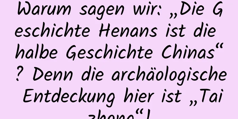 Warum sagen wir: „Die Geschichte Henans ist die halbe Geschichte Chinas“? Denn die archäologische Entdeckung hier ist „Taizhong“!