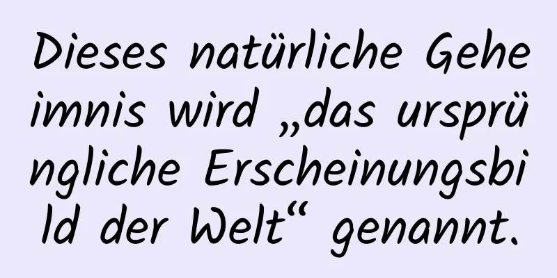 Dieses natürliche Geheimnis wird „das ursprüngliche Erscheinungsbild der Welt“ genannt.