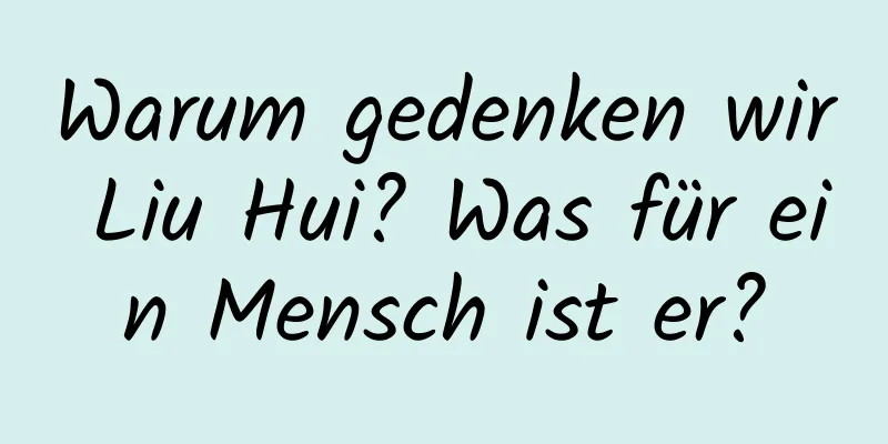 Warum gedenken wir Liu Hui? Was für ein Mensch ist er?