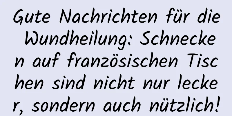 Gute Nachrichten für die Wundheilung: Schnecken auf französischen Tischen sind nicht nur lecker, sondern auch nützlich!