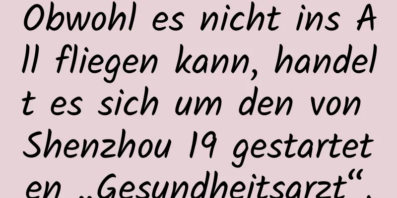 Obwohl es nicht ins All fliegen kann, handelt es sich um den von Shenzhou 19 gestarteten „Gesundheitsarzt“.