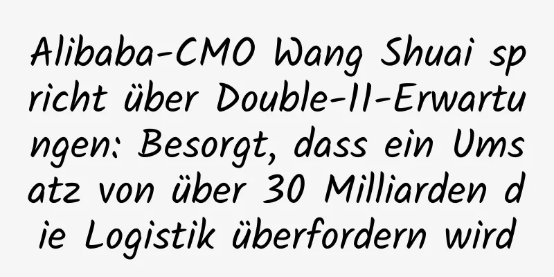 Alibaba-CMO Wang Shuai spricht über Double-11-Erwartungen: Besorgt, dass ein Umsatz von über 30 Milliarden die Logistik überfordern wird
