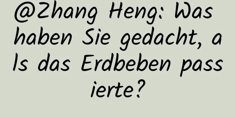 @Zhang Heng: Was haben Sie gedacht, als das Erdbeben passierte?