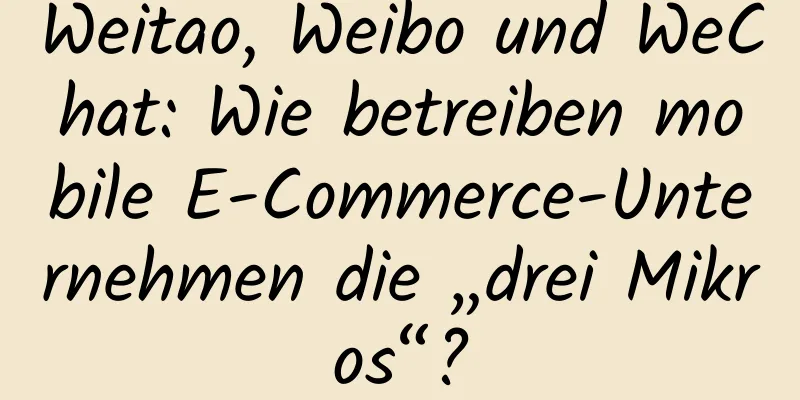 Weitao, Weibo und WeChat: Wie betreiben mobile E-Commerce-Unternehmen die „drei Mikros“?