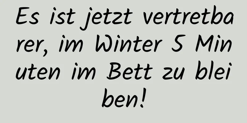 Es ist jetzt vertretbarer, im Winter 5 Minuten im Bett zu bleiben!