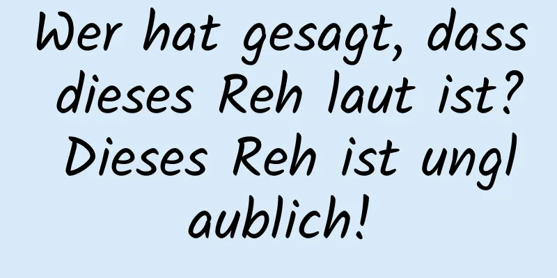 Wer hat gesagt, dass dieses Reh laut ist? Dieses Reh ist unglaublich!