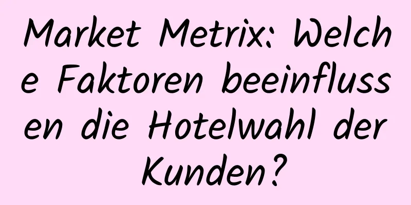 Market Metrix: Welche Faktoren beeinflussen die Hotelwahl der Kunden?