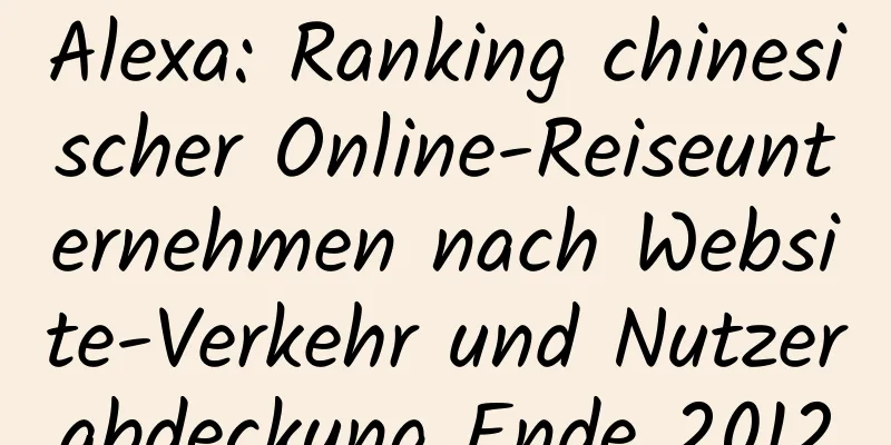 Alexa: Ranking chinesischer Online-Reiseunternehmen nach Website-Verkehr und Nutzerabdeckung Ende 2012