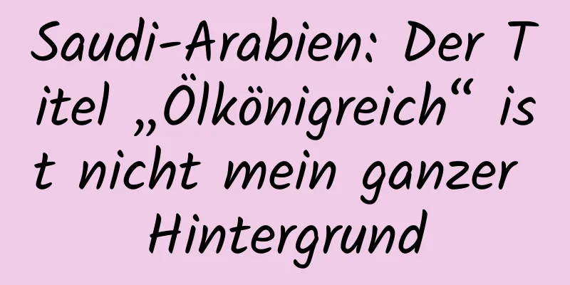 Saudi-Arabien: Der Titel „Ölkönigreich“ ist nicht mein ganzer Hintergrund