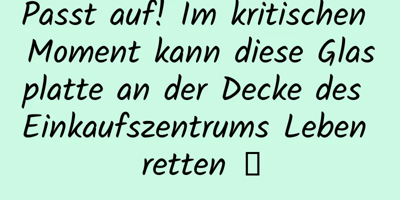 Passt auf! Im kritischen Moment kann diese Glasplatte an der Decke des Einkaufszentrums Leben retten →