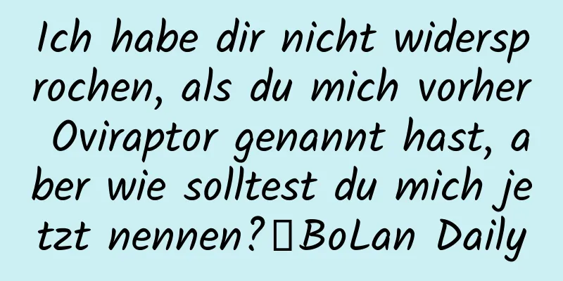 Ich habe dir nicht widersprochen, als du mich vorher Oviraptor genannt hast, aber wie solltest du mich jetzt nennen?｜BoLan Daily