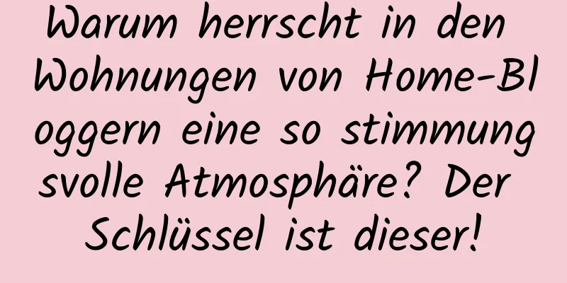 Warum herrscht in den Wohnungen von Home-Bloggern eine so stimmungsvolle Atmosphäre? Der Schlüssel ist dieser!