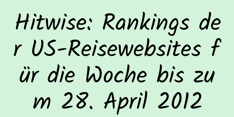 Hitwise: Rankings der US-Reisewebsites für die Woche bis zum 28. April 2012