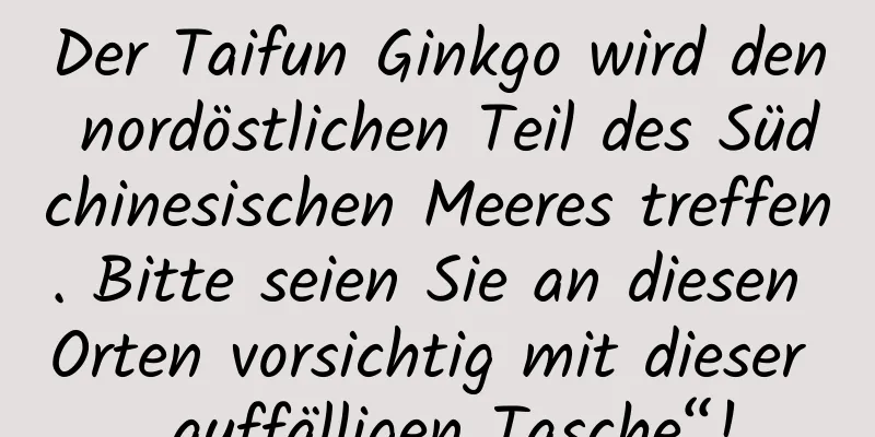 Der Taifun Ginkgo wird den nordöstlichen Teil des Südchinesischen Meeres treffen. Bitte seien Sie an diesen Orten vorsichtig mit dieser „auffälligen Tasche“!
