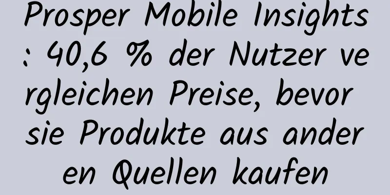 Prosper Mobile Insights: 40,6 % der Nutzer vergleichen Preise, bevor sie Produkte aus anderen Quellen kaufen