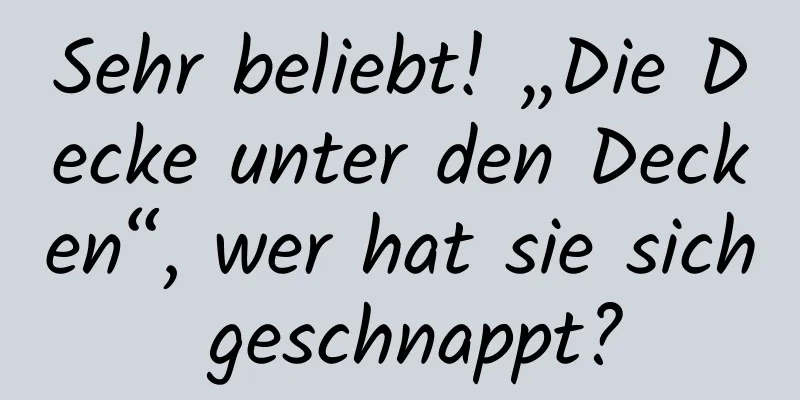 Sehr beliebt! „Die Decke unter den Decken“, wer hat sie sich geschnappt?