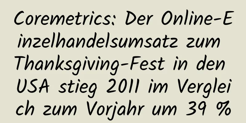Coremetrics: Der Online-Einzelhandelsumsatz zum Thanksgiving-Fest in den USA stieg 2011 im Vergleich zum Vorjahr um 39 %