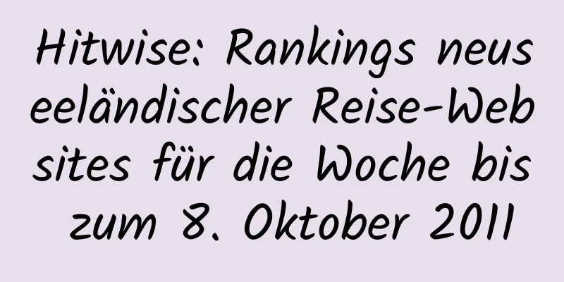 Hitwise: Rankings neuseeländischer Reise-Websites für die Woche bis zum 8. Oktober 2011