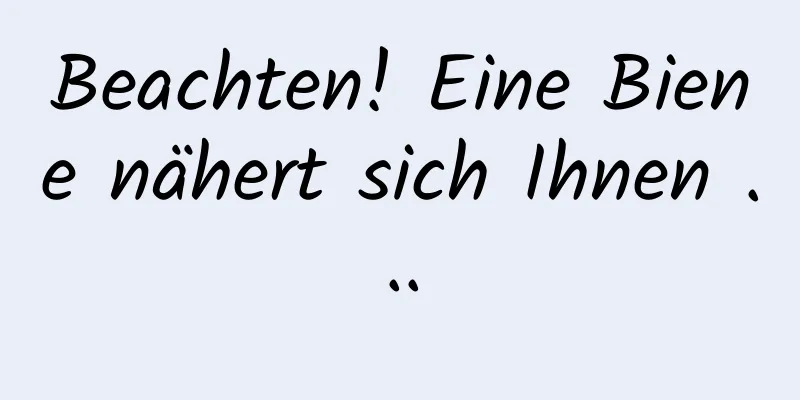 Beachten! Eine Biene nähert sich Ihnen ...