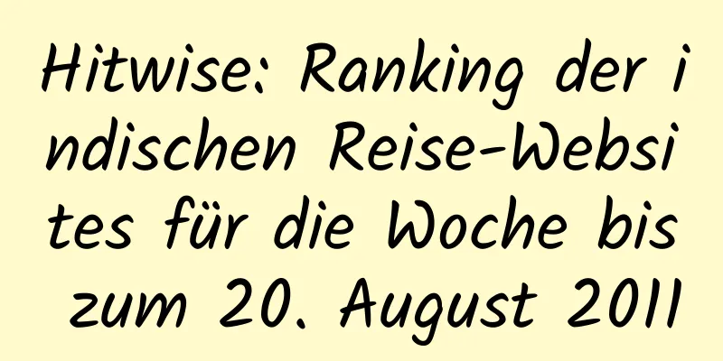 Hitwise: Ranking der indischen Reise-Websites für die Woche bis zum 20. August 2011