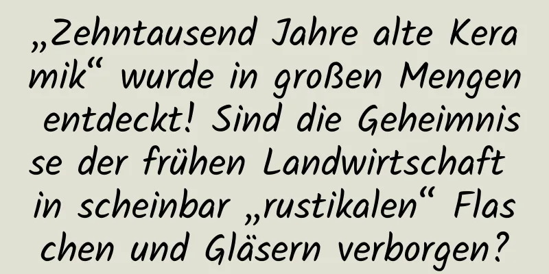 „Zehntausend Jahre alte Keramik“ wurde in großen Mengen entdeckt! Sind die Geheimnisse der frühen Landwirtschaft in scheinbar „rustikalen“ Flaschen und Gläsern verborgen?